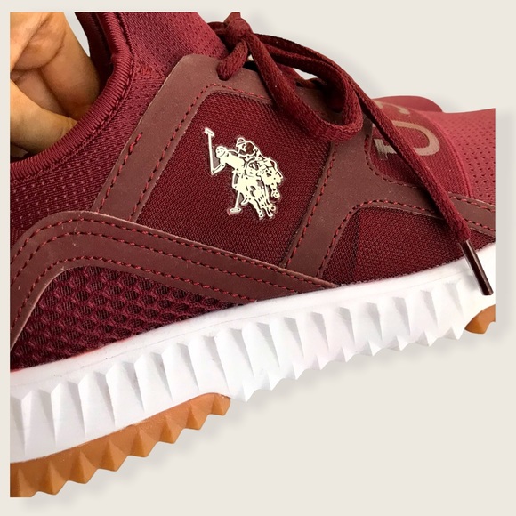 Ralph Lauren U.S. Polo Assn USPA Burgundy Pull On Running Breathable Sneakers - Picture 6 of 10